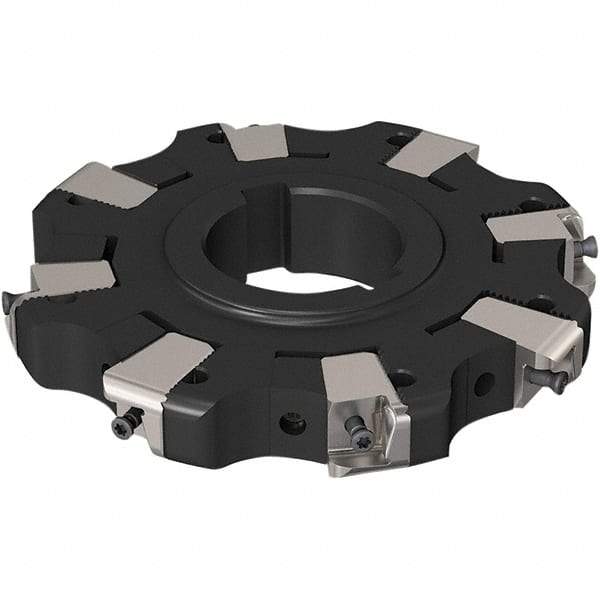 Seco - Arbor Hole Connection, 0.669" Cutting Width, 32.9mm Depth of Cut, 125mm Cutter Diam, 40mm Hole Diam, 4 Tooth Indexable Slotting Cutter - R335.25 Toolholder, XNHQ 1407 Insert, Neutral Cutting Direction - Apex Tool & Supply