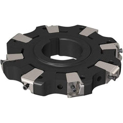 Seco - Arbor Hole Connection, 0.669" Cutting Width, 32.9mm Depth of Cut, 125mm Cutter Diam, 40mm Hole Diam, 4 Tooth Indexable Slotting Cutter - R335.25 Toolholder, XNHQ 1407 Insert, Neutral Cutting Direction - Apex Tool & Supply