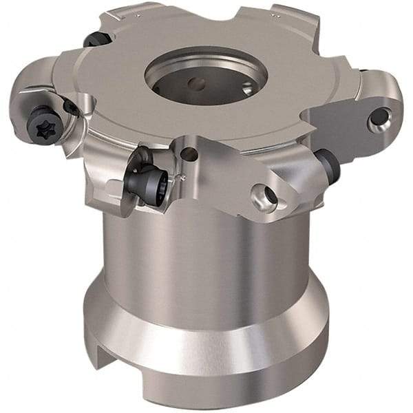 Seco - Shell Mount Connection, 0.472" Cutting Width, 15mm Depth of Cut, 63mm Cutter Diam, 22mm Hole Diam, 3 Tooth Indexable Slotting Cutter - R335.29 Toolholder, RP.. 1204 Insert, Right Hand Cutting Direction - Apex Tool & Supply
