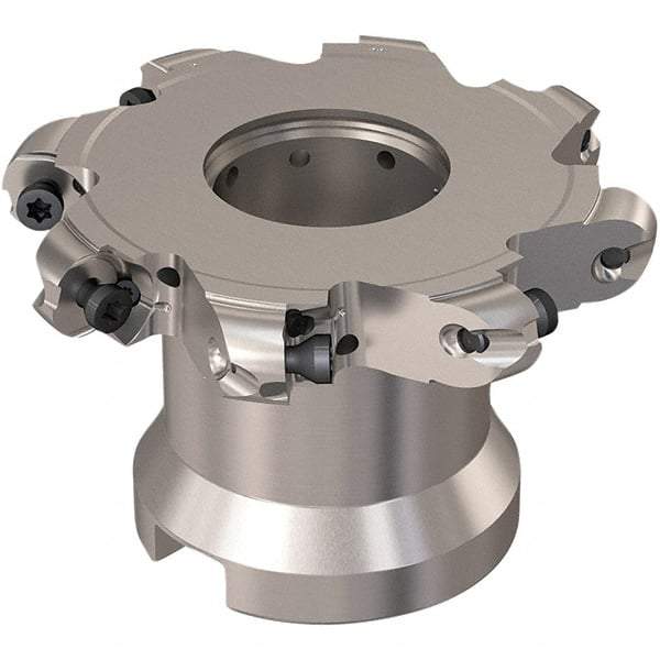 Seco - Shell Mount Connection, 0.472" Cutting Width, 20mm Depth of Cut, 80mm Cutter Diam, 27mm Hole Diam, 4 Tooth Indexable Slotting Cutter - R335.29 Toolholder, RP.. 1204 Insert, Right Hand Cutting Direction - Apex Tool & Supply