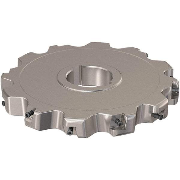 Seco - Arbor Hole Connection, 0.787" Cutting Width, 51.45mm Depth of Cut, 160mm Cutter Diam, 40mm Hole Diam, 6 Tooth Indexable Slotting Cutter - R335.25 Toolholder, XNHQ 12 Insert, Neutral Cutting Direction - Apex Tool & Supply
