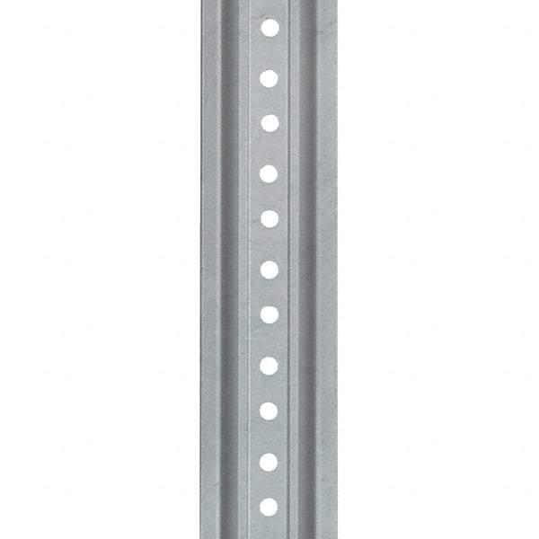 Nucor - 6' High, Galvanized Traffic Sign Post - Steel, 3/8" Hole Diam, Silver - Apex Tool & Supply