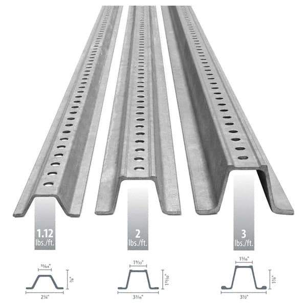 Nucor - 10' High, Galvanized Traffic Sign Post - Steel, 3/8" Hole Diam, Silver - Apex Tool & Supply