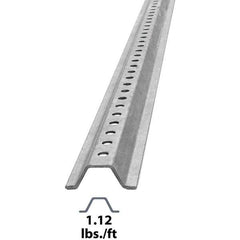 Nucor - 7' High, Galvanized Traffic Sign Post - Steel, 3/8" Hole Diam, Silver - Apex Tool & Supply