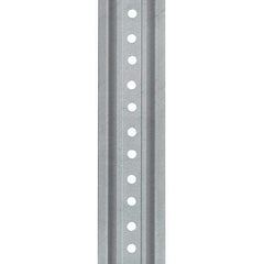 Nucor - 8' High, Galvanized Traffic Sign Post - Steel, 3/8" Hole Diam, Silver - Apex Tool & Supply