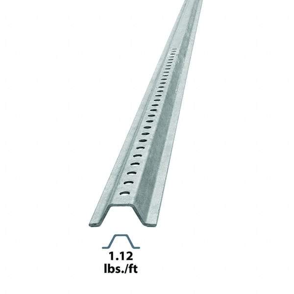 Nucor - 6' High, Galvanized Traffic Sign Post - Steel, 3/8" Hole Diam, Silver - Apex Tool & Supply