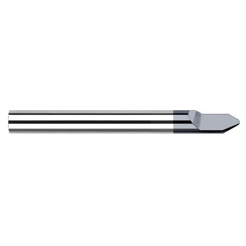 Engraving Cutters - 0.1250″ (1/8″) Shank Diameter × 0.0150″ (1/64″) Radius × 60° included Carbide Radius Engraver, 1 Flute, AlTiN Coated - Exact Industrial Supply