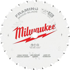 Milwaukee Tool - 7-1/4" Diam, 5/8" Arbor Hole Diam, 24 Tooth Wet & Dry Cut Saw Blade - Tungsten Carbide-Tipped, Framing Action, Standard Round Arbor - Apex Tool & Supply