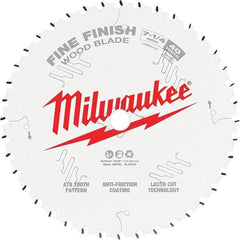Milwaukee Tool - 7-1/4" Diam, 10mm Arbor Hole Diam, 40 Tooth Wet & Dry Cut Saw Blade - Tungsten Carbide-Tipped, Fine Finish Action, Standard Round Arbor - Apex Tool & Supply