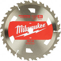 Milwaukee Tool - 7-1/4" Diam, 5/8" Arbor Hole Diam, 24 Tooth Wet & Dry Cut Saw Blade - Tungsten Carbide-Tipped, Framing Action, Standard Round Arbor - Apex Tool & Supply