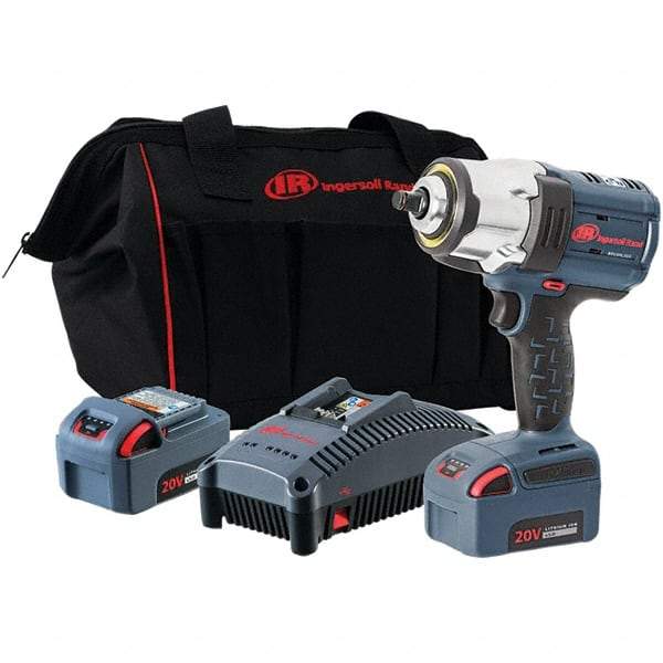 Ingersoll-Rand - 1/2" Drive 20 Volt Pistol Grip Cordless Impact Wrench & Ratchet - 0 to 1,900 RPM, 0 to 2,450 BPM, 1,500 Ft/Lb Torque, 2 Lithium-Ion Batteries - Apex Tool & Supply