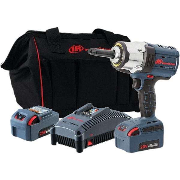 Ingersoll-Rand - 1/2" Drive 20 Volt Pistol Grip Cordless Impact Wrench & Ratchet - 0 to 1,900 RPM, 0 to 2,450 BPM, 1,500 Ft/Lb Torque, 2 Lithium-Ion Batteries - Apex Tool & Supply