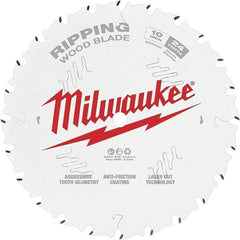 Milwaukee Tool - 10" Diam, 5/8" Arbor Hole Diam, 24 Tooth Wet & Dry Cut Saw Blade - Tungsten Carbide-Tipped, Ripping Action, Standard Round Arbor - Apex Tool & Supply