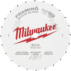 Milwaukee Tool - 8-1/4" Diam, 5/8" Arbor Hole Diam, 24 Tooth Wet & Dry Cut Saw Blade - Tungsten Carbide-Tipped, Framing Action, Standard Round Arbor - Apex Tool & Supply
