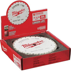 Milwaukee Tool - 7-1/4" Diam, 5/8" Arbor Hole Diam, 24 Tooth Wet & Dry Cut Saw Blade - Tungsten Carbide-Tipped, Framing Action, Standard Round Arbor - Apex Tool & Supply