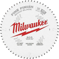 Milwaukee Tool - 10" Diam, 5/8" Arbor Hole Diam, 60 Tooth Wet & Dry Cut Saw Blade - Tungsten Carbide-Tipped, Fine Finish Action, Standard Round Arbor - Apex Tool & Supply