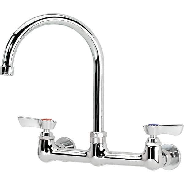 Krowne - Wall Mount, Service Sink Faucet without Spray - Two Handle, Blade Handle, Gooseneck Spout, No Drain - Apex Tool & Supply