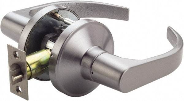 PDQ - Heavy Duty Passage Lever Lockset - 2-3/4" Back Set, Keyless Cylinder, Zinc, Antimicrobial Coated, Satin Chrome Plated Finish - Apex Tool & Supply