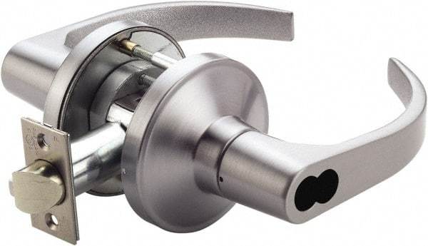 PDQ - Heavy Duty Entrance Lever Lockset - 2-3/4" Back Set, Small Format I/C Less Cylinder, Zinc, Antimicrobial Coated, Satin Chrome Plated Finish - Apex Tool & Supply