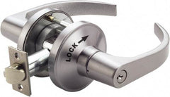 PDQ - Heavy Duty Classroom Intruder Lever Lockset - 2-3/4" Back Set, Small Format I/C Less Cylinder, Zinc, Antimicrobial Coated, Satin Chrome Plated Finish - Apex Tool & Supply