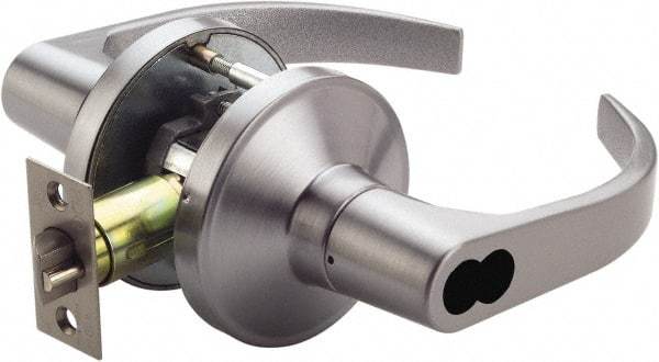 PDQ - Heavy Duty Entry Lever Lockset - 2-3/4" Back Set, Small Format I/C Less Cylinder, Zinc, Antimicrobial Coated, Satin Chrome Plated Finish - Apex Tool & Supply