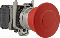 Schneider Electric - 22mm Mount Hole, Extended Mushroom Head, Pushbutton Switch Only - Round, Red Pushbutton, Nonilluminated, Trigger Action, Off, Shock and Vibration Resistant - Apex Tool & Supply