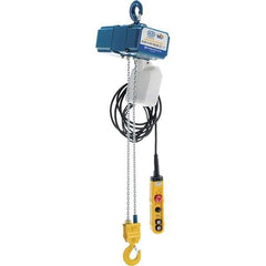 Vestil - 1/2 Ton Capacity, 0 to 20 FPM Lift Speed, 220 Volt, Electric Chain Hoist - 0.5 Output hp, 13' Max Lift - Apex Tool & Supply