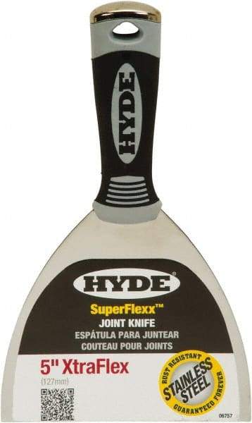 Hyde Tools - 5" Wide Spring Blade Stainless Steel Joint Knife - Flexible, Plastic Handle - Apex Tool & Supply