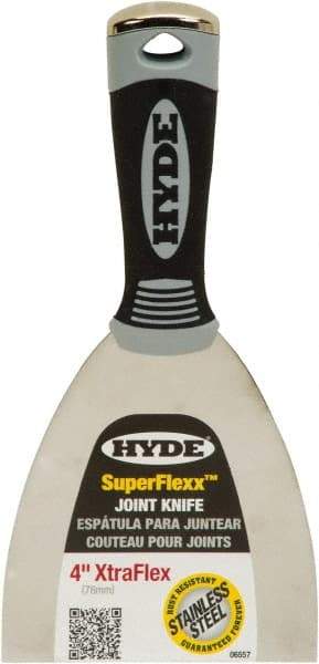 Hyde Tools - 4" Wide Spring Blade Stainless Steel Joint Knife - Flexible, Plastic Handle - Apex Tool & Supply