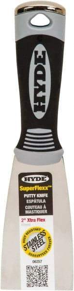 Hyde Tools - 2" Wide Spring Blade Stainless Steel Putty Knife - Flexible, Plastic Handle - Apex Tool & Supply