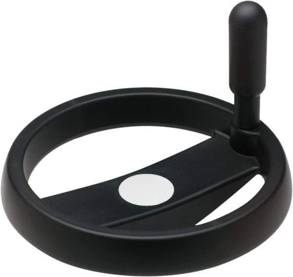 Elesa - 4.92", 2 Spoke Handwheel with Revolving Handle - 0.87" Hub, High Impact Strength Technopolymer, Black Matte Finish - Apex Tool & Supply