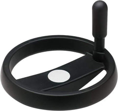 Elesa - 4.92", 2 Spoke Handwheel with Revolving Handle - 0.87" Hub, High Impact Strength Technopolymer, Black Matte Finish - Apex Tool & Supply
