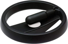 Elesa - 6.3", 2 Spoke Handwheel with Retractable Handle - 1.02" Hub, High Impact Strength Technopolymer, Black Matte Finish - Apex Tool & Supply