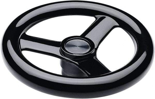 Elesa - 11.34", 3 Spoke Handwheel - 2.28" Hub, Duroplast, Black Glossy Finish - Apex Tool & Supply
