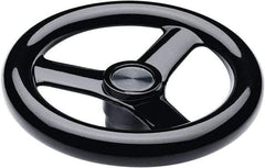 Elesa - 11.34", 3 Spoke Handwheel - 2.28" Hub, Duroplast, Black Glossy Finish - Apex Tool & Supply