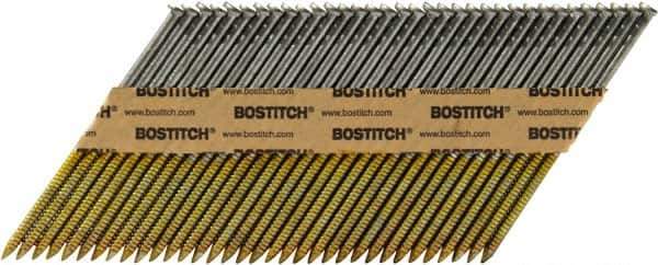 Stanley Bostitch - 11 Gauge 0.12" Shank Diam 3" Long Framing Nails for Power Nailers - Steel, Bright Finish, Ring Shank, Angled Stick Paper Tape Collation, Round Head - Apex Tool & Supply