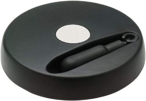 Elesa - 4.92" Diam, Technopolymer Handwheel with Fold Away Handle - 1.02" Hub Diam - Apex Tool & Supply