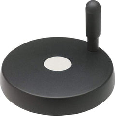 Elesa - 6.93" Diam, Technopolymer Handwheel with Handle - 1.38" Hub Diam - Apex Tool & Supply