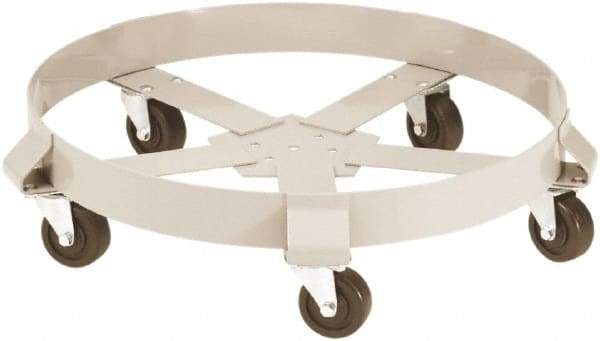 PRO-SOURCE - 1,250 Lb Load Capacity, 55 Gal Drum Dolly - 23-1/2" Wide x 6-1/2" High, Plastic Wheels - Apex Tool & Supply