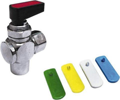 Value Collection - 3/8" Pipe, Brass Miniature Ball Valve - Right Angle, FNPT x FNPT Ends, Wedge Handle, 250 WOG - Apex Tool & Supply