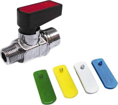 Value Collection - 3/8" Pipe, Brass Miniature Ball Valve - Inline - One Way Flow, MNPT x FNPT Ends, Wedge Handle, 250 WOG - Apex Tool & Supply