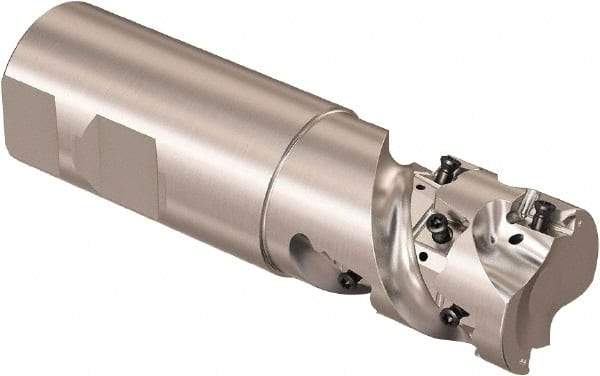 Seco - 1" Cutting Diam, 1" Shank Diam, 8mm Max Depth of Cut, Straight Shank Indexable Copy End Mill - 2 Inserts, LOEX Insert, R217.94 Toolholder - Apex Tool & Supply