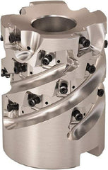 Seco - 4 Inserts, 50mm Cut Diam, 1-1/16" Arbor Diam, 43mm Max Depth of Cut, Indexable Square-Shoulder Face Mill - 0° Lead Angle, 2.5591" High, LOEX Insert Compatibility, Series Square T4-08 - Apex Tool & Supply