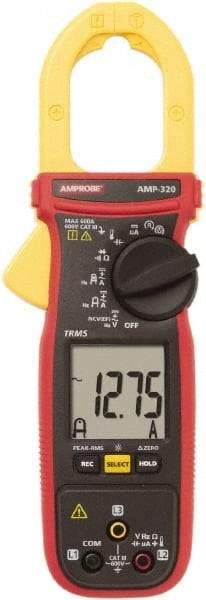 Amprobe - AMP-320, CAT III, Digital True RMS Clamp Meter with 1.378" Clamp On Jaws - 600 VAC/VDC, 600 AC/DC Amps, Measures Voltage, Capacitance, Current, microAmps, Resistance, Temperature - Apex Tool & Supply