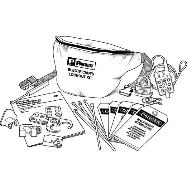 Panduit - 12 Piece Electrical Lockout Kit - Keyed Differently, Comes in Pouch - Apex Tool & Supply
