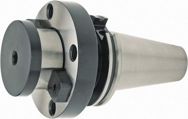 Parlec - CAT50 Dual Contact Taper Shank 50.8mm Pilot Diam Shell Mill Holder - 101.6mm Flange to Nose End Projection, 123.95mm Nose Diam, Through-Spindle Coolant - Exact Industrial Supply