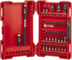 Milwaukee Tool - 36 Piece, Bit Set - 5/64 to 1/4" Hex, Phillips, Slotted, Torx, Square Point - Apex Tool & Supply