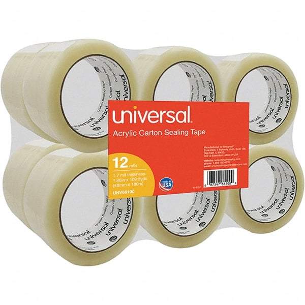UNIVERSAL - 48mm Wide x 1.7mm Thick x 100m Long, 66100 Box Sealing & Label Protection Tape - Clear - Apex Tool & Supply