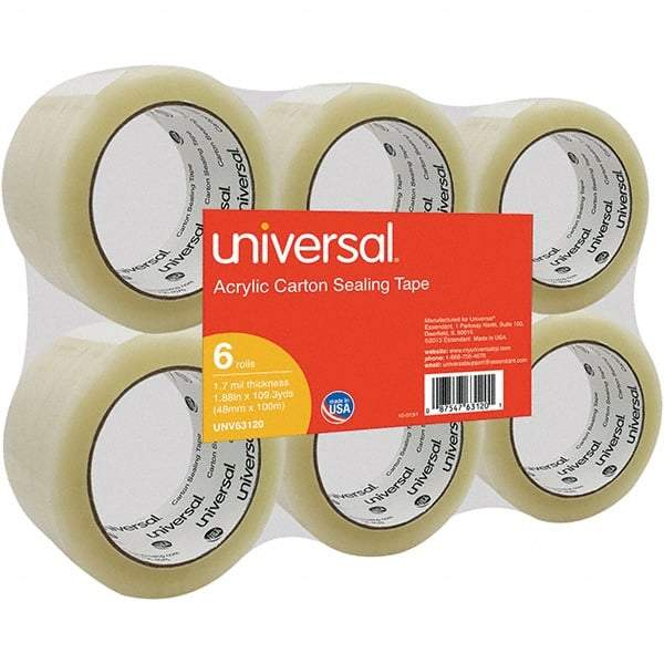 UNIVERSAL - 48mm Wide x 1.7mm Thick x 100m Long, 63120 Box Sealing & Label Protection Tape - Clear - Apex Tool & Supply