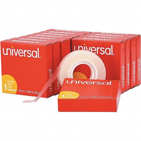UNIVERSAL - 1/2" Wide x 1mm Thick x 36 yds Long, 81236VP Box Sealing & Label Protection Tape - Clear - Apex Tool & Supply